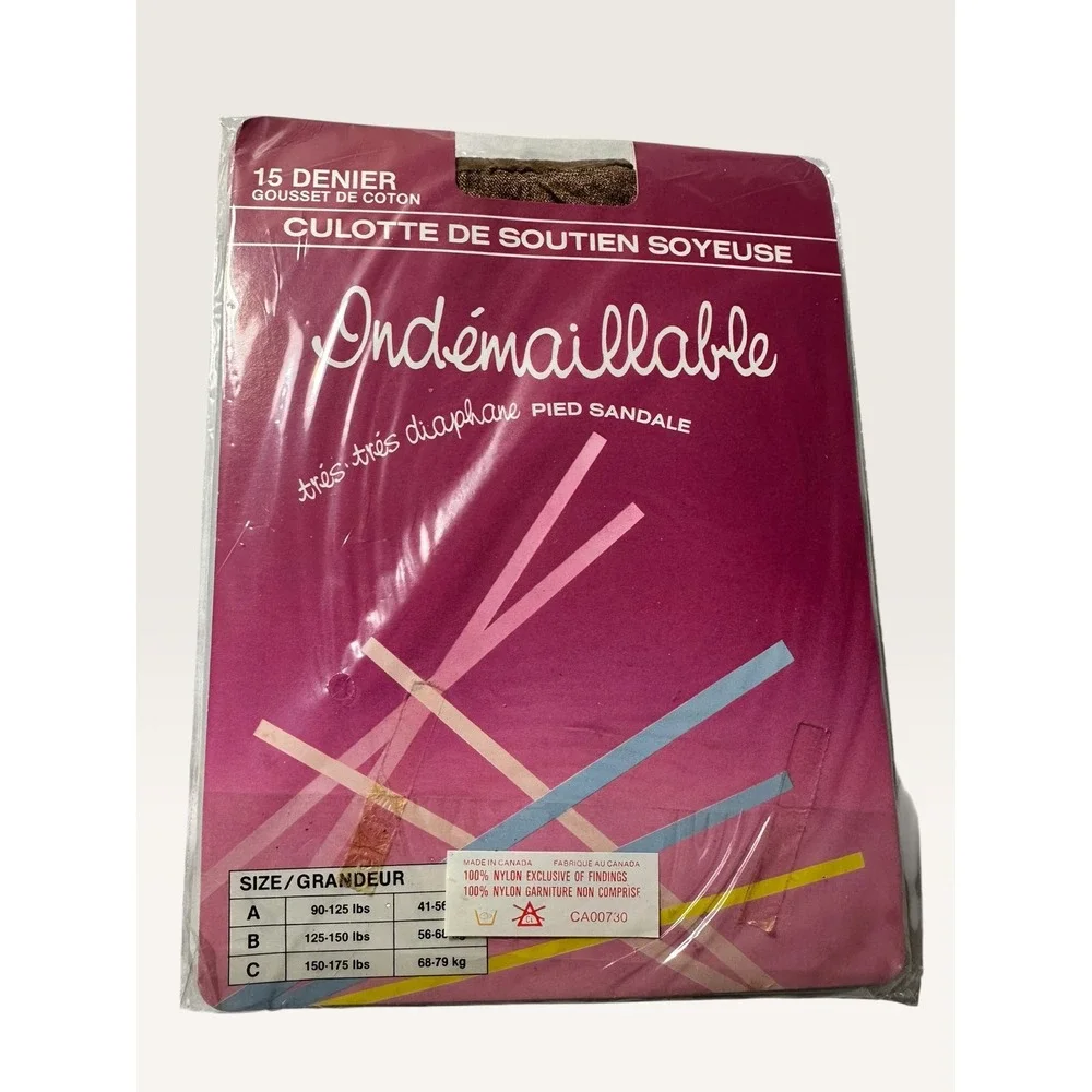 Vintage Non Run Silky Control Top Pantyhose 15 Denier Sandalfoot Spice Size B